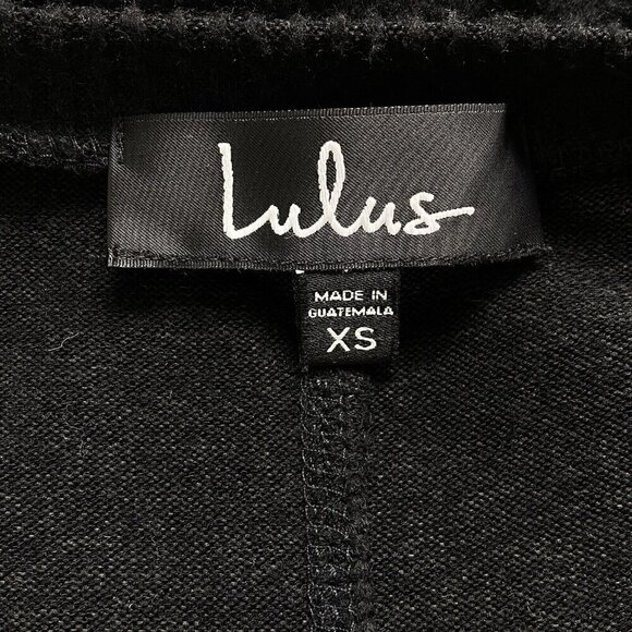 LULU'S Mini Sweater Dress V Neck Long Sleeve Pullover Black XS 79-42 - Picture 9 of 13